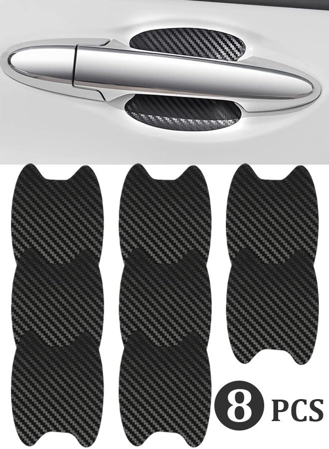 8 Pack Carbon Fiber Car Door Handle Cup Protector Stickers, Anti-Scratch Self-Adhesive Paint Protection Film, Non-Marking Door Side Paint Guard, Universal Auto Door Handle Protective Cover for All Cars, Black - Image 1
