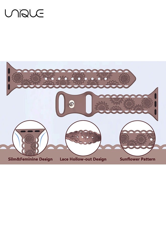 يونيك أحزمة محفورة متوافقة مع سوار ساعة أبل 42 مم 44 مم 45 مم 49 مم للنساء ، حزام رياضي ناعم من السيليكون سوار معصمه جميل لسلسلة نطاقات iWatch 9/8/7/6/5/4/3/2/1 / SE (وردي) - Image 3