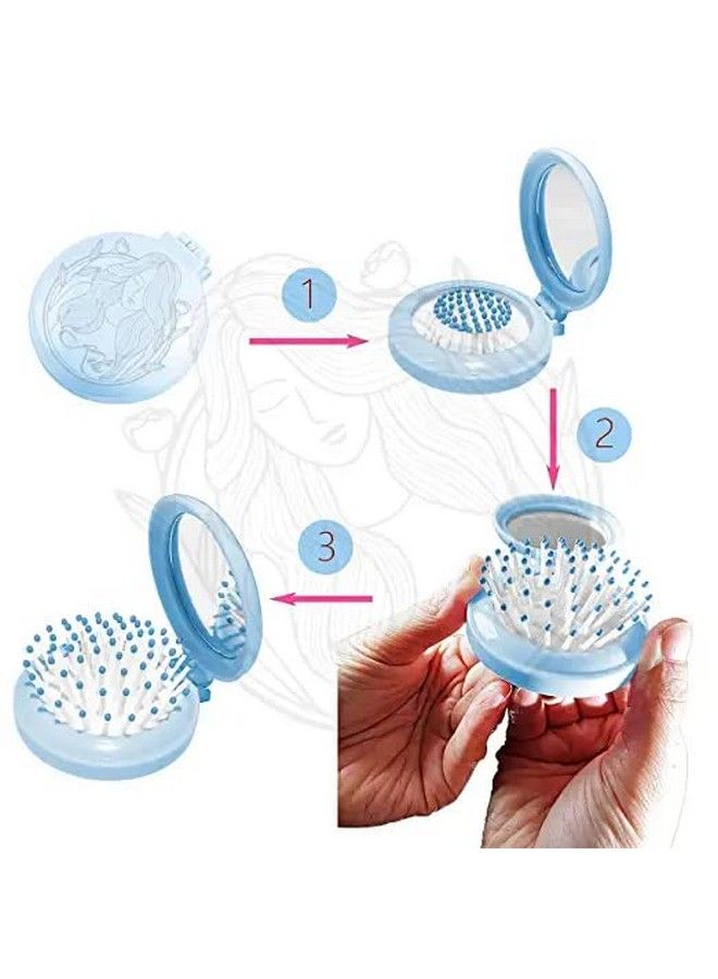 Tiny Deal Folding Travel Hair Brush With Mirror Mini Comb/Wet Brushes Compact Purse Pocket Hair Massage Comber For Women And Girls Multicolor  - Image 4