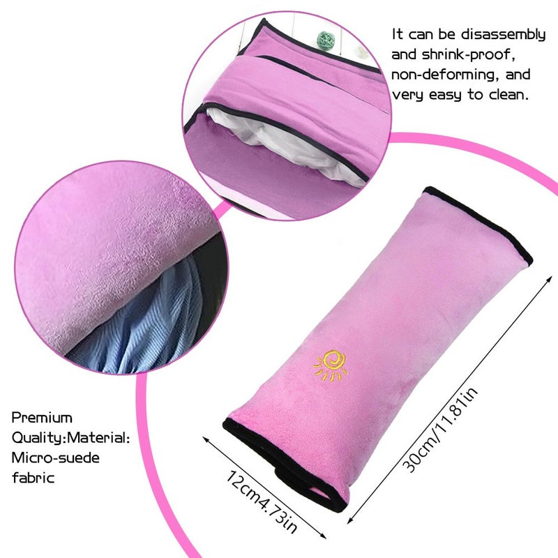 COFFLED 2PC Seat Belt Pillow for Kids, Car Seat Pillow Neck Rest for Kids, Kids Travel Pillow for Car Seat, Kids Seatbelt Pillow, Toddler Infant Safety Support Shoulder Flat Pad, Seat Belt Strap Covers in Car - Image 2
