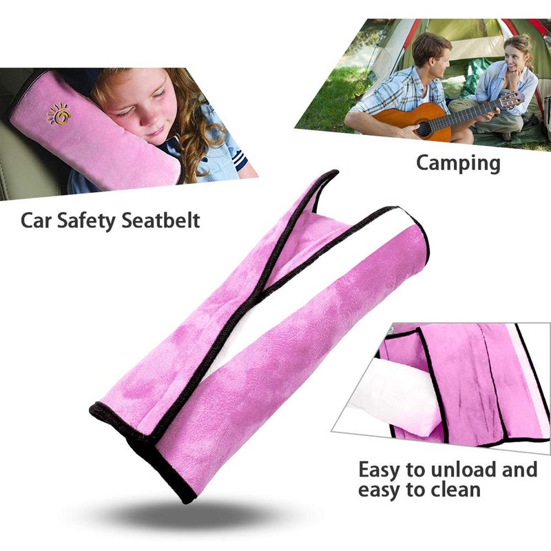 COFFLED 2PC Seat Belt Pillow for Kids, Car Seat Pillow Neck Rest for Kids, Kids Travel Pillow for Car Seat, Kids Seatbelt Pillow, Toddler Infant Safety Support Shoulder Flat Pad, Seat Belt Strap Covers in Car - Image 3