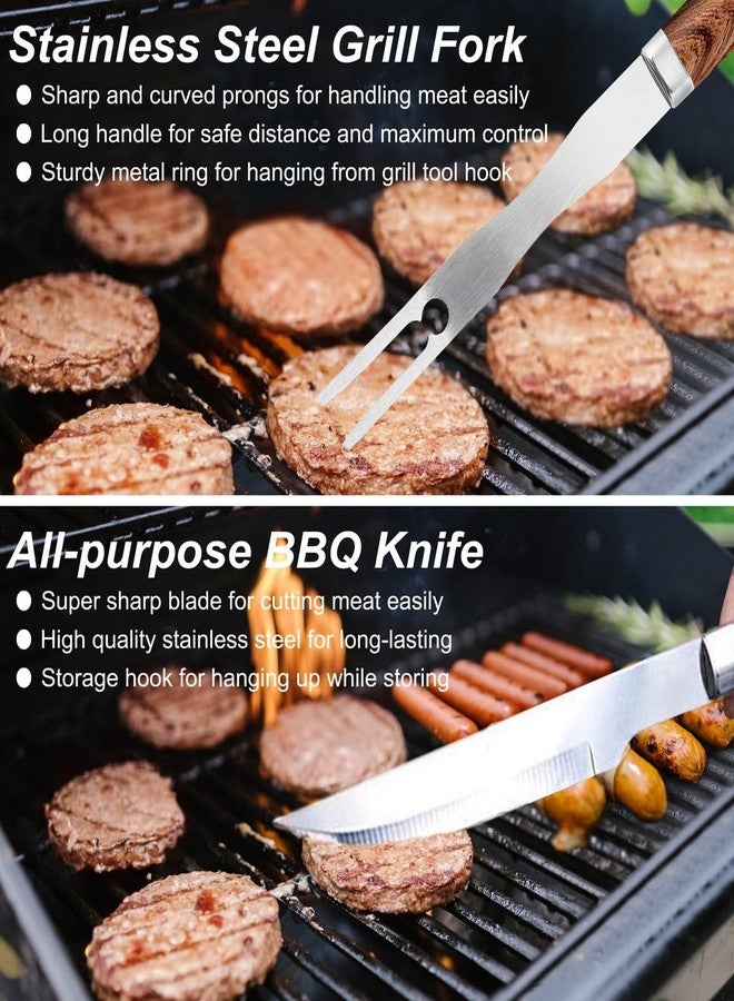 POLIGO 22PCS Heavy Duty BBQ Grill Accessories Set, Non-Slip Grill Tools, Stainless Steel, Brown - Image 5