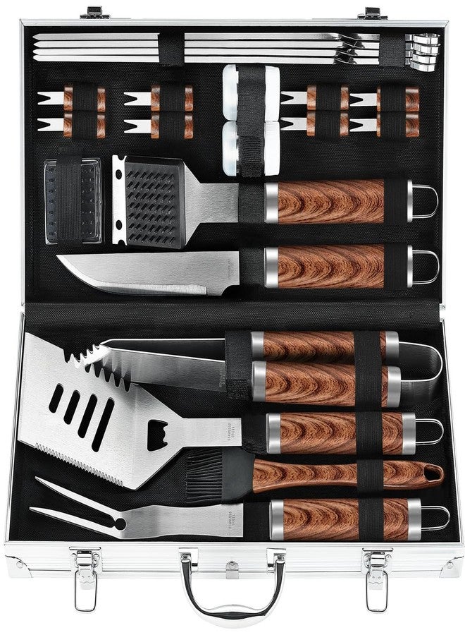 POLIGO 22PCS Heavy Duty BBQ Grill Accessories Set, Non-Slip Grill Tools, Stainless Steel, Brown - Image 1