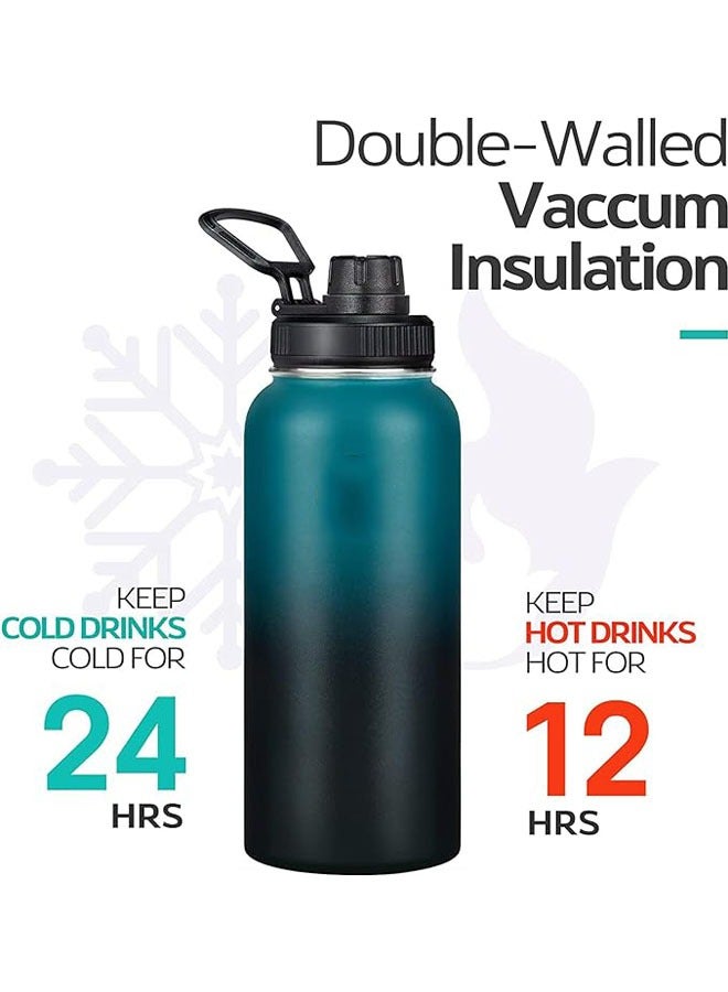 Arabest 1L Vacuum Insulated Stainless Steel Water Bottle with Straw & Spout Lids, Double Wall Sweat-Proof BPA Free to Keep Beverages Cold for 24Hrs or Hot for 12Hrs (blue) - Image 4