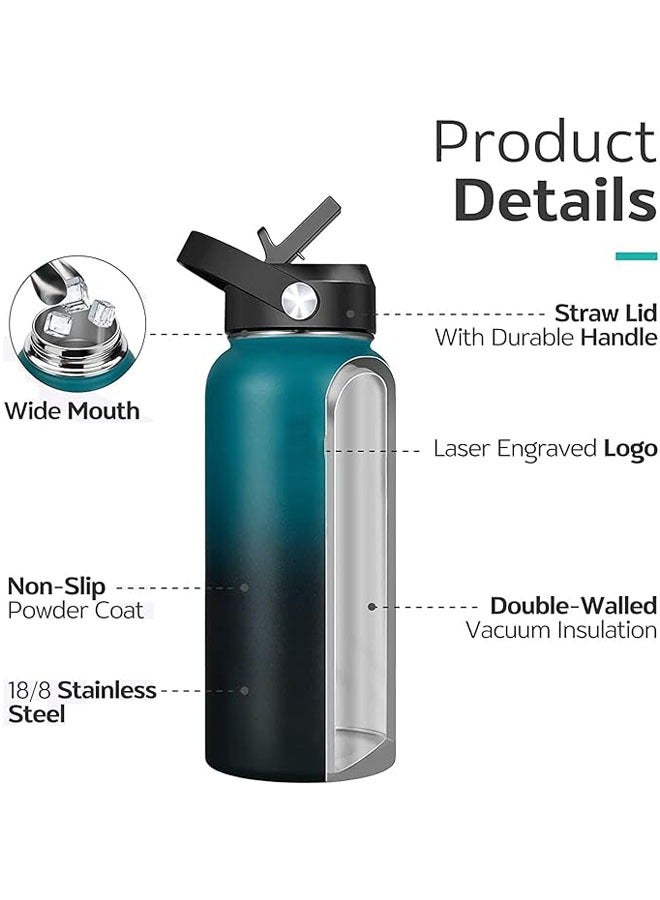 Arabest 1L Vacuum Insulated Stainless Steel Water Bottle with Straw & Spout Lids, Double Wall Sweat-Proof BPA Free to Keep Beverages Cold for 24Hrs or Hot for 12Hrs (blue) - Image 5