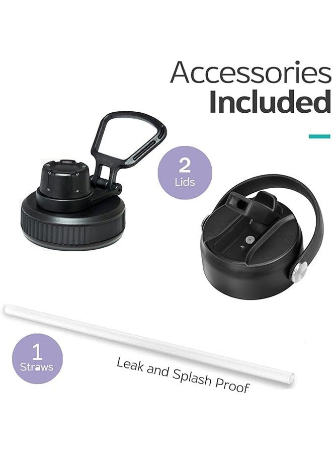 Arabest 1L Vacuum Insulated Stainless Steel Water Bottle with Straw & Spout Lids, Double Wall Sweat-Proof BPA Free to Keep Beverages Cold for 24Hrs or Hot for 12Hrs (blue) - Image 3