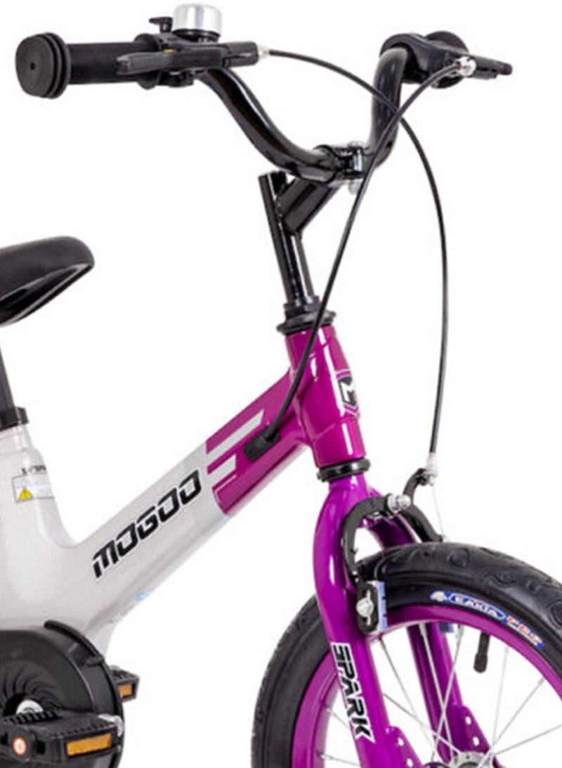 MOGOO Spark Magnesium 14 inch Kids Bike | 14-Inch Wheel Size | Adjustable Seat | Purple/White Color - Image 3