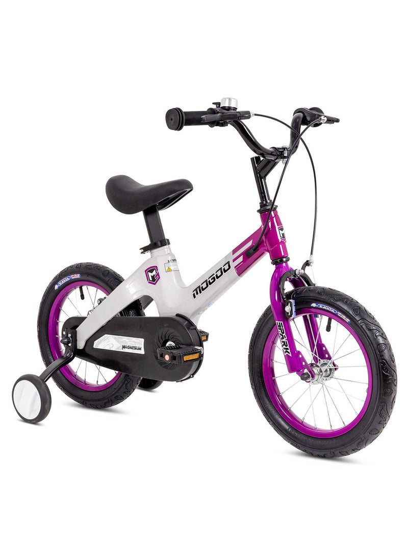 MOGOO Spark Magnesium 14 inch Kids Bike | 14-Inch Wheel Size | Adjustable Seat | Purple/White Color - Image 2