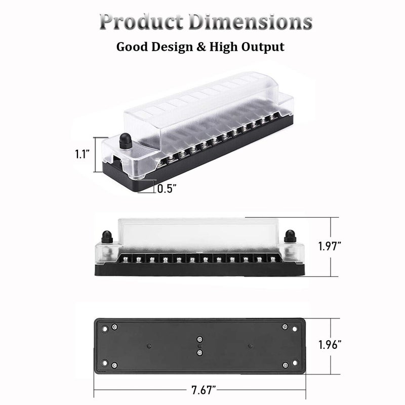 PSEQT 12 Way Blade Fuse Block with Negative Bus ATC/ATO Waterproof Marine Automotive Fuse Box Standard Circuit Holder Panel for Auto Boat Yacht Vehicle Auto RV Car Trailer Truck SUV - Image 5