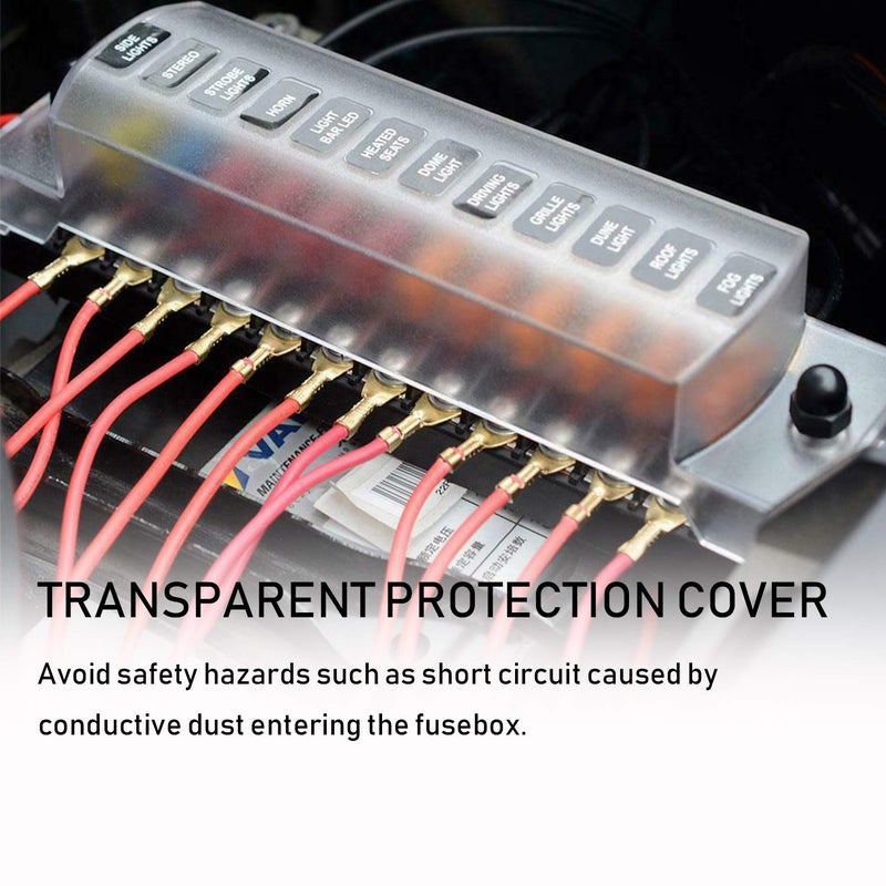 PSEQT 12 Way Blade Fuse Block with Negative Bus ATC/ATO Waterproof Marine Automotive Fuse Box Standard Circuit Holder Panel for Auto Boat Yacht Vehicle Auto RV Car Trailer Truck SUV - Image 2