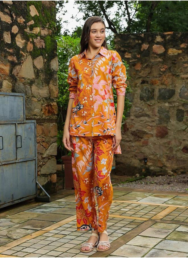 sanskrutihomes - All-Over Floral Printed Buttoned Shirt With Trousers Co-Ords by Styli - Image 1
