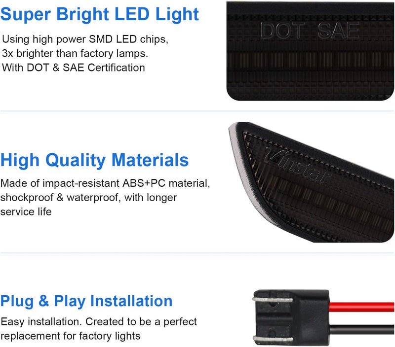 SHINEFIT Sequential LED Rear Side Marker Light for Mustang 2015-2023 - Image 4