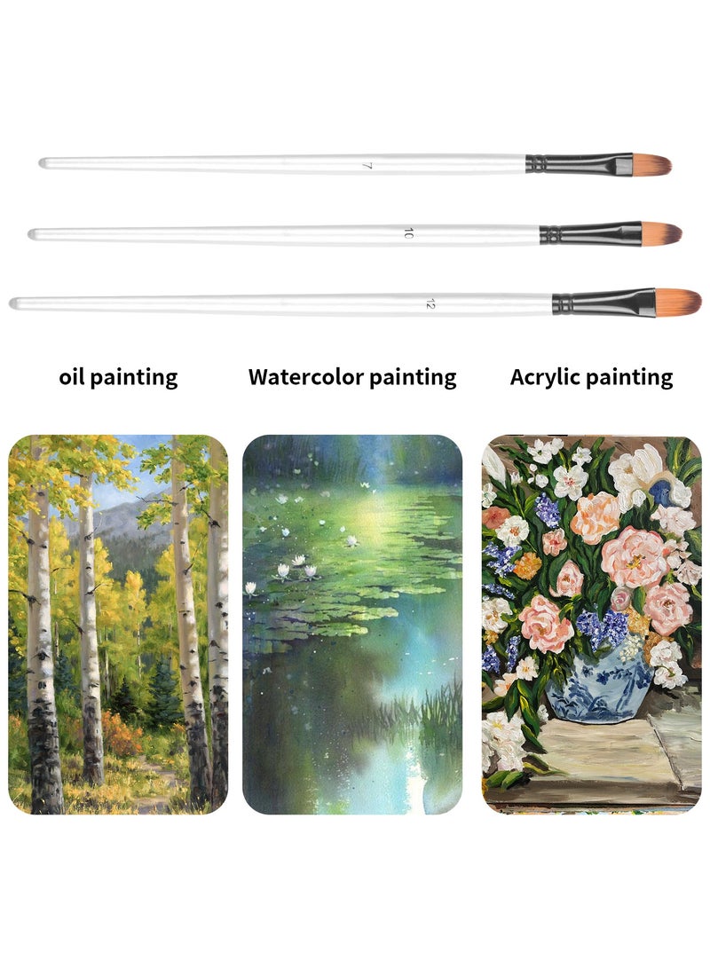 12 Piece Paint Brush Set for Acrylic, Oil, Watercolor, and Gouache - Nylon Bristles, Wooden Handles, Aluminum Ferrules - Ideal for Artists, Beginners, and Professionals  - Image 5