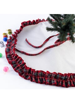 Bimotif Ruffle Christmas Tree Cover, Cotton Plaid and Natural 60 cm  - Image 2