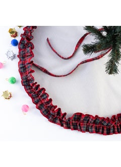Bimotif Ruffle Christmas Tree Cover, Cotton Plaid and Natural 60 cm  - Image 4
