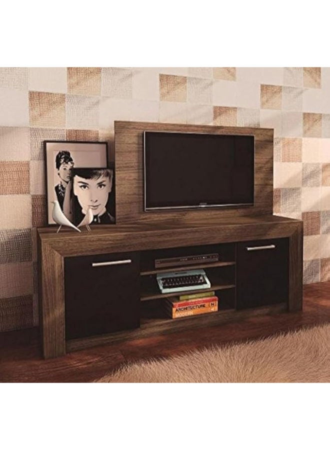 Ditalia Wooden TV Unit – Contemporary Brown TV Cabinet with 2 Doors & 3 Storage Compartments