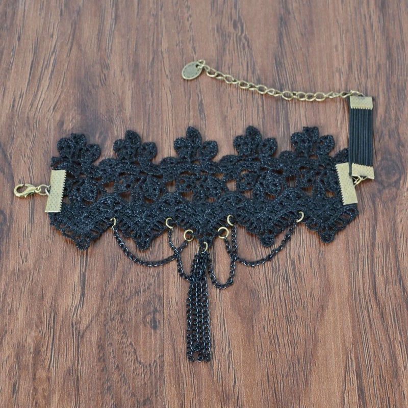 💍 ذراع برباط اسود مزخرف بشراشيب قابل للتعديل بتصميم كلاسيكي يدوي - Image 4