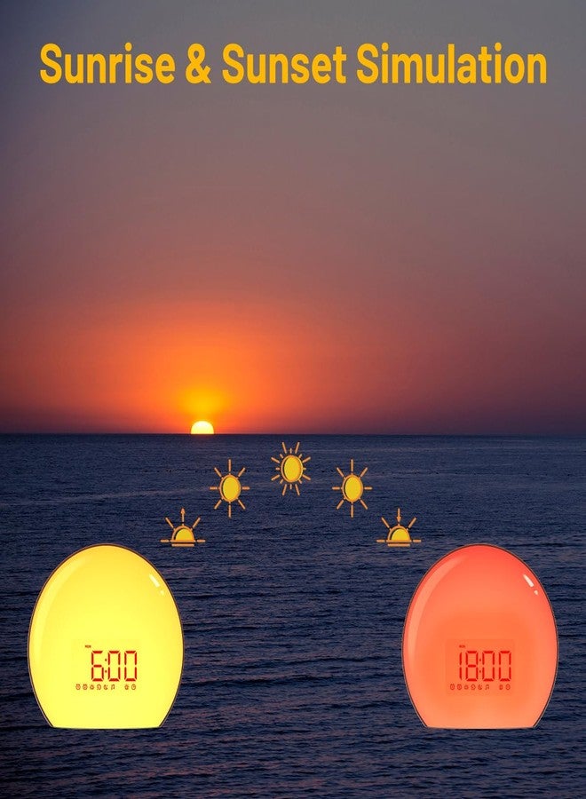 Magicteam Sunrise Alarm Clock Wake Up Clock Natural Sunset Simulation 21 Soothing Sounds Dual Alarm 6 Times Snooze 28 Ringtones Dimmable 12 Colors Night Light 10 Timer Options Adjustable Volume - Image 2