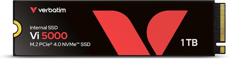 فيرباتيم Vi5000 NVMe M.2 SSD داخلي، قرص تخزين داخلي SSD بسعة 1TB وواجهة PCIe Gen 4، قرص الحالة الصلبة لأجهزة الألعاب وPlaystation 5، أسود - Image 1