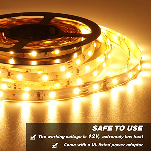 Onforu Warm LED Strip Lights,Onforu16.4ft Dimmable Strip Lighting,3000K 5m 12v Tape Light, 2835 LEDs Flexible Warm White Rope Light for Home,Kitchen,Under Cabinet,Bedroom, Christmas Decor, Non-Waterproof - Image 2