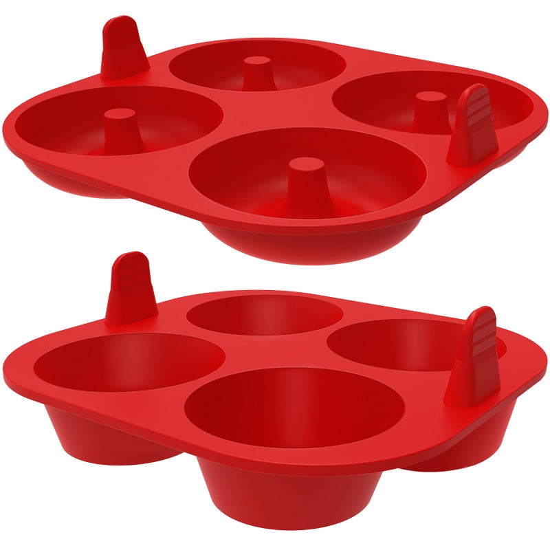 Webake Silicone Air Fryer Muffin Pan and Donut Pan, Make 2.8" Standard Size Cupcakes and Donuts, Nonstick BPA-Free, Set of 2 - Image 1