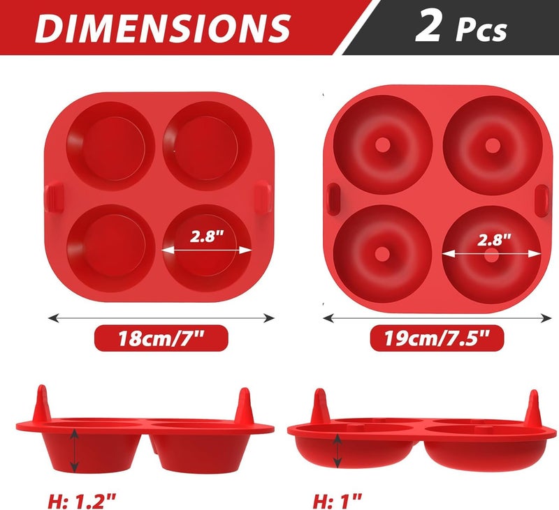 Webake Silicone Air Fryer Muffin Pan and Donut Pan, Make 2.8" Standard Size Cupcakes and Donuts, Nonstick BPA-Free, Set of 2 - Image 5