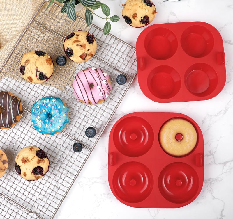 Webake Silicone Air Fryer Muffin Pan and Donut Pan, Make 2.8" Standard Size Cupcakes and Donuts, Nonstick BPA-Free, Set of 2 - Image 3