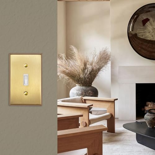 Rio Salto BRASS Metal Gold Outlet Cover or Light Switch Cover Wall Plate Corrosion Resistant Single Duplex Receptacle Wallplate Covers 1 Gang Brushed Brass 4.50" x 2.76" 5-Pack Standard Size - Image 3