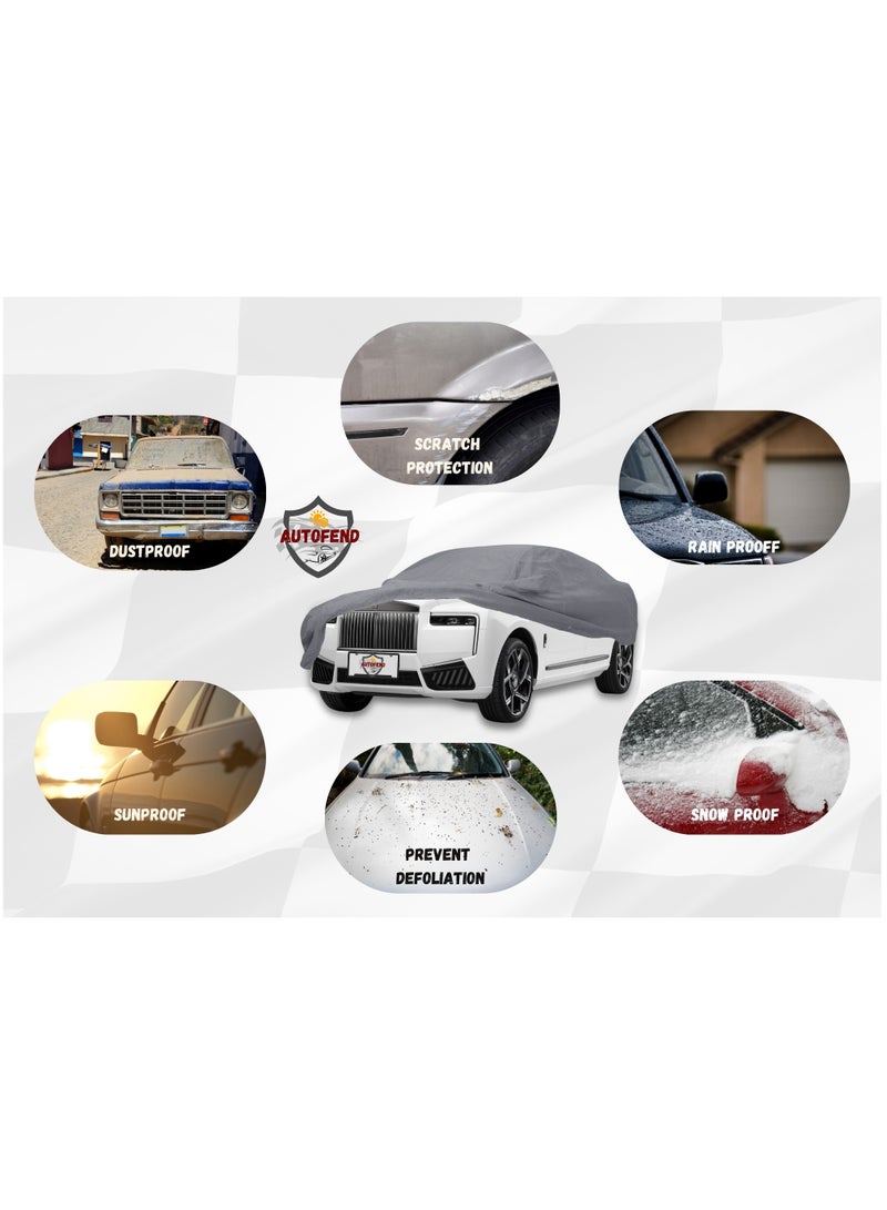 Zipporah All Weather Premium Lightweight 6-Layers Protective Car Cover 210T Compatible for 2020-2025 Rolls Royce Cullian Series II with Left Driver Side Door Zipper, Security Lock and Mirror Pockets - Image 5