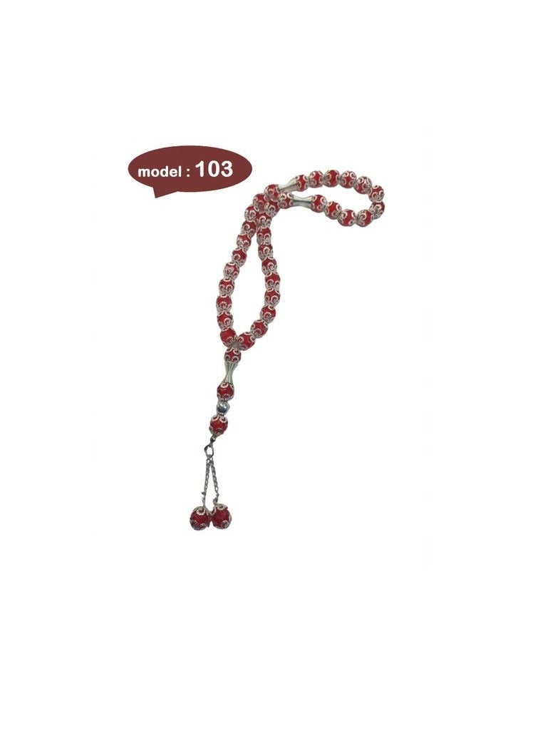 ماركة غير محددة - سبحة خرز للتسبيح كود 103 لون احمر+شنطة دكان علاء - Image 1