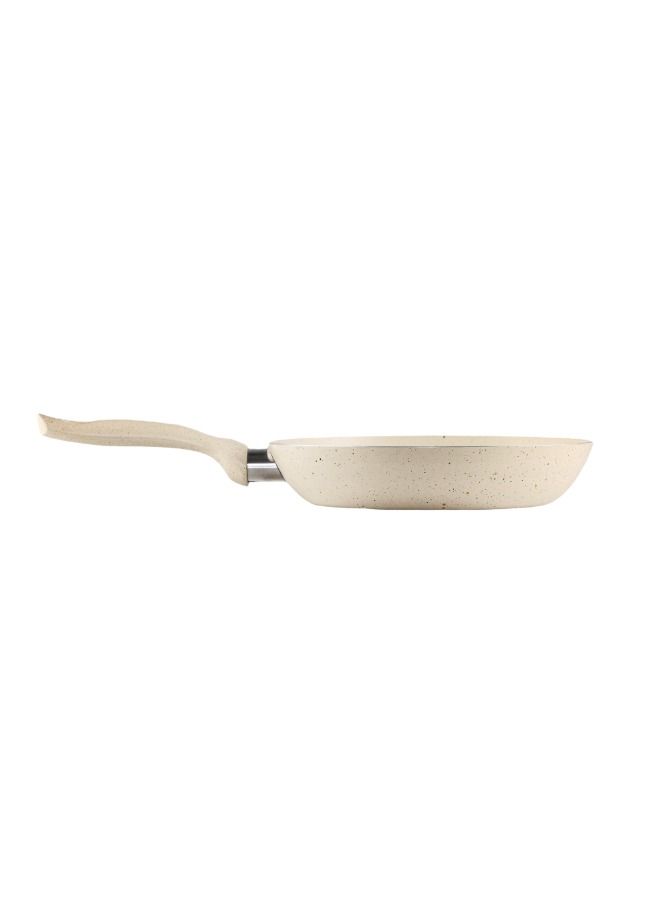 Bister Granite Fry Pan 24 cm with Glass Lid – Beige Non-Stick Cookware, Flat Bottom, Compatible with Induction, Halogen & Gas Stoves - Image 4