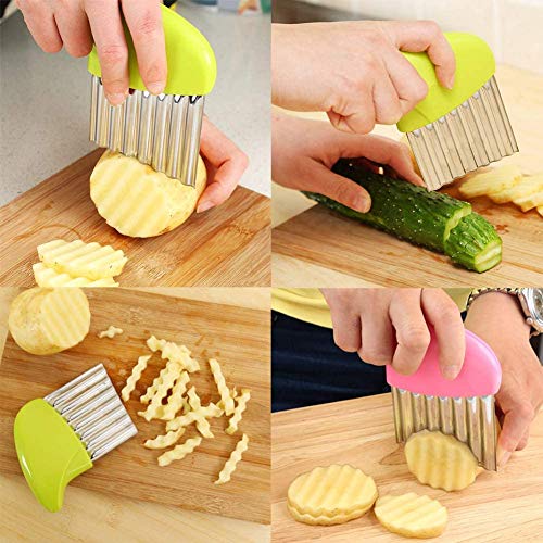 Divinext Potato Knife Crinkle Cutter, Stainless Steel Wavy Chopper, French Fries Maker, 18 X 11 X 1 cm, Multi-Color - Image 4