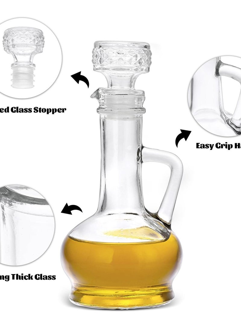 Excefore Elegant Glass Olive Oil Dispenser Bottle Set, 250ml Cruet Bottles with Stopper for Kitchen, Syrup, Olive Vinegar, Pack of 2 - Image 3