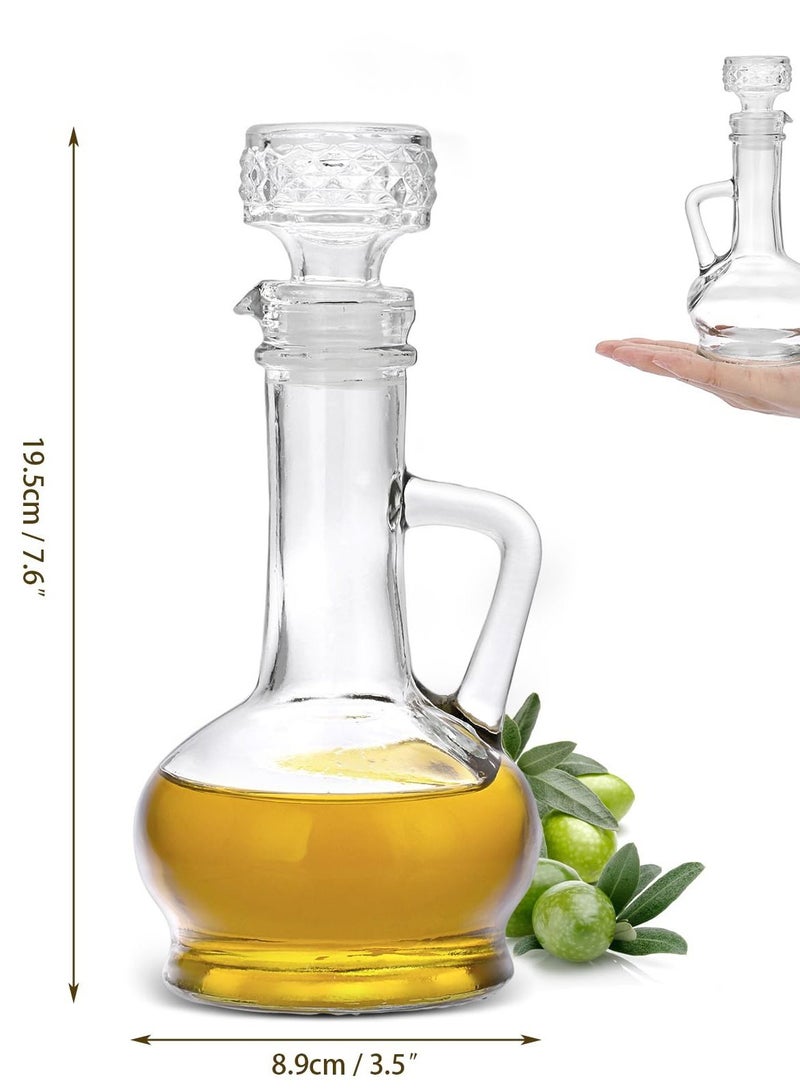 Excefore Elegant Glass Olive Oil Dispenser Bottle Set, 250ml Cruet Bottles with Stopper for Kitchen, Syrup, Olive Vinegar, Pack of 2 - Image 2