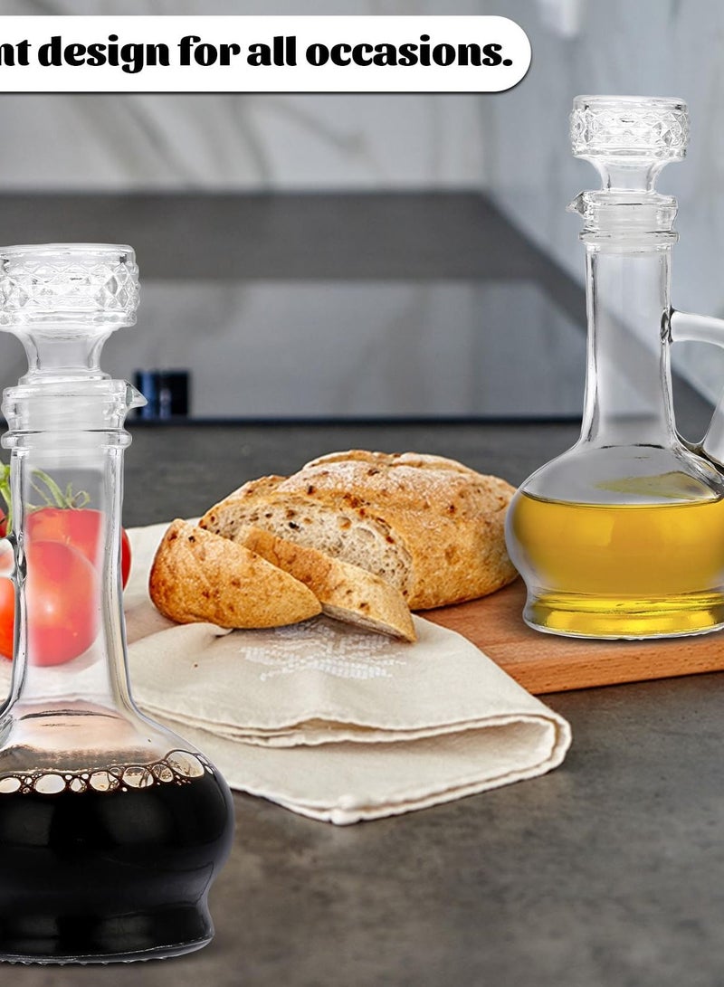 Excefore Elegant Glass Olive Oil Dispenser Bottle Set, 250ml Cruet Bottles with Stopper for Kitchen, Syrup, Olive Vinegar, Pack of 2 - Image 5