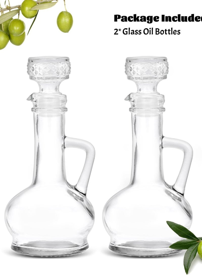 Excefore Elegant Glass Olive Oil Dispenser Bottle Set, 250ml Cruet Bottles with Stopper for Kitchen, Syrup, Olive Vinegar, Pack of 2 - Image 4