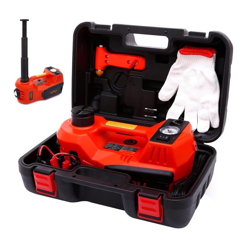 ROGTZ Electric Hydraulic Car Jack Kit 5 Ton 12V Portable Lift Range 177 Inch with Tire Inflator Pump for SUV Sedan Truck Car Repair Floor Jack for Vehicle Tire Change with LED Light Jack Only