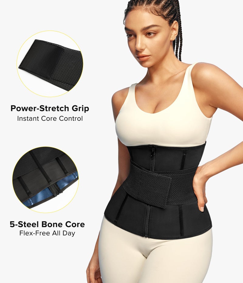 Junlan Sweat Waist Trainer for Women - Sauna Waist Trimmer for Working Out(Blue,2X-Large) - Image 2