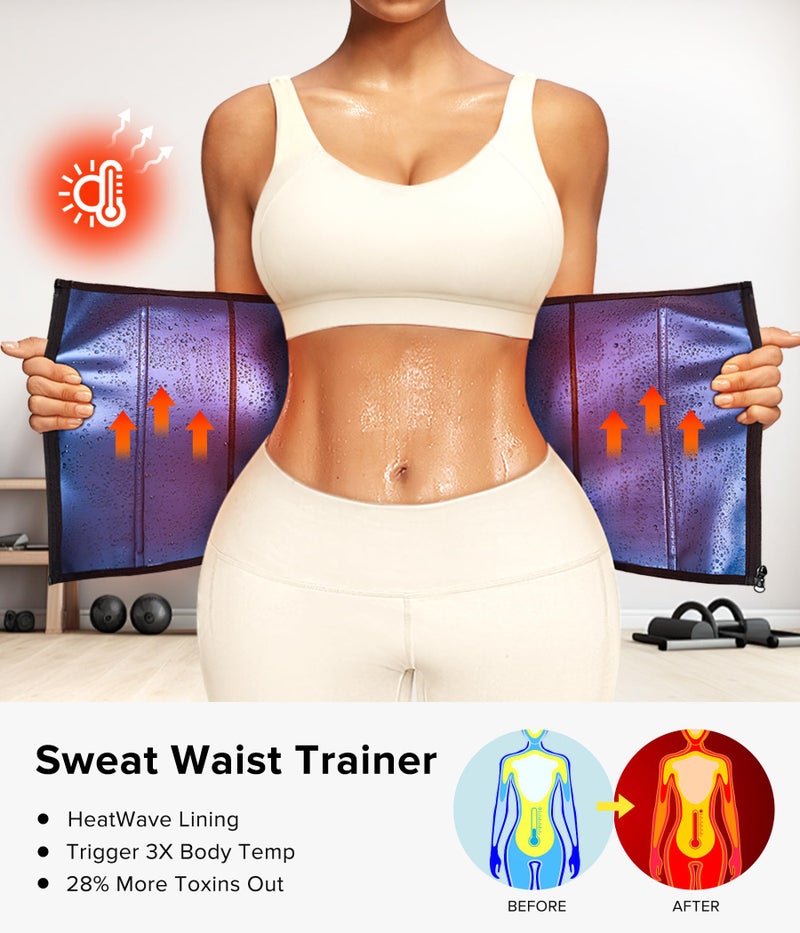 Junlan Sweat Waist Trainer for Women - Sauna Waist Trimmer for Working Out(Blue,2X-Large) - Image 3