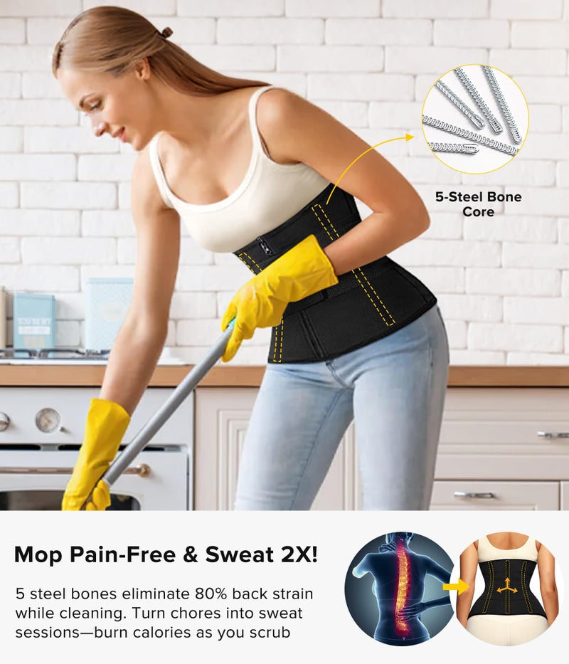 Junlan Sweat Waist Trainer for Women - Sauna Waist Trimmer for Working Out(Blue,2X-Large) - Image 5