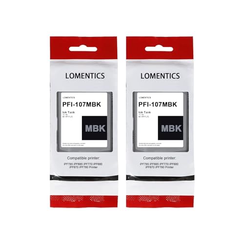 LOMENTICS PFI-107 130ml Ink Tank (2-Pack, Matte Black) Lometic Compatible PFI-107MBK Ink Replacement for iPF680/685/780/785 Printer - Image 1