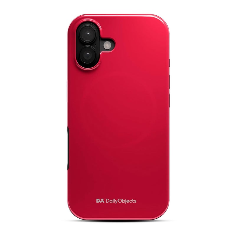 Daily Objects Polycarbonate Enamel Bumper Magsafe Case For iPhone 16 Compatible With Mag-Safe Wireless Charging | Red Hybrid Magnetic Back Cover - Image 1