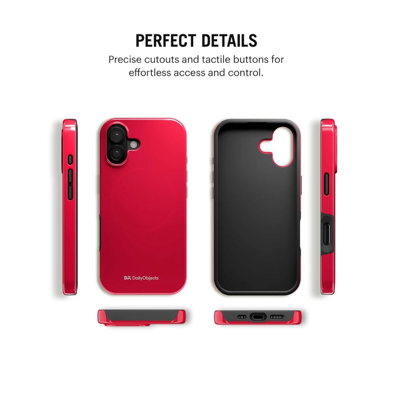 Daily Objects Polycarbonate Enamel Bumper Magsafe Case For iPhone 16 Compatible With Mag-Safe Wireless Charging | Red Hybrid Magnetic Back Cover - Image 5
