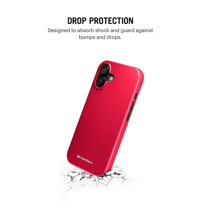 Daily Objects Polycarbonate Enamel Bumper Magsafe Case For iPhone 16 Compatible With Mag-Safe Wireless Charging | Red Hybrid Magnetic Back Cover - Image 4