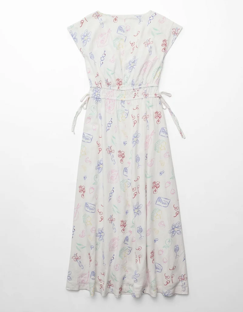 American Eagle AE Ruched Linen-Blend Midi Dress
