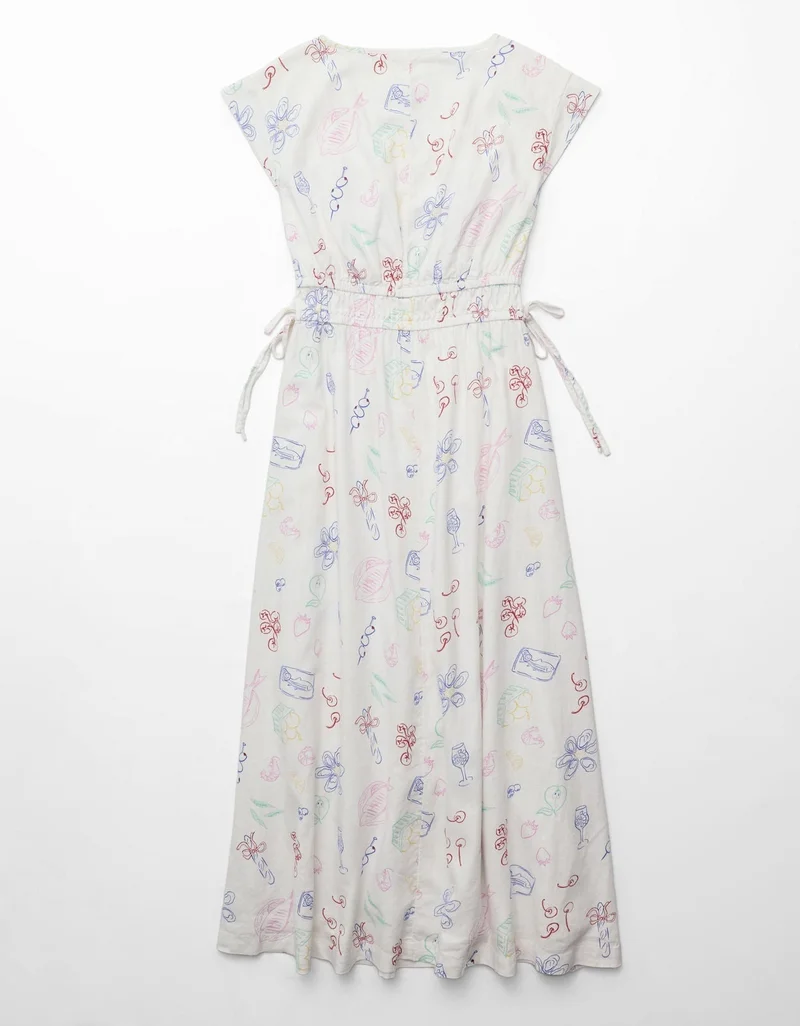 American Eagle  AE Ruched Linen-Blend Midi Dress for Women | Best Price UAE
