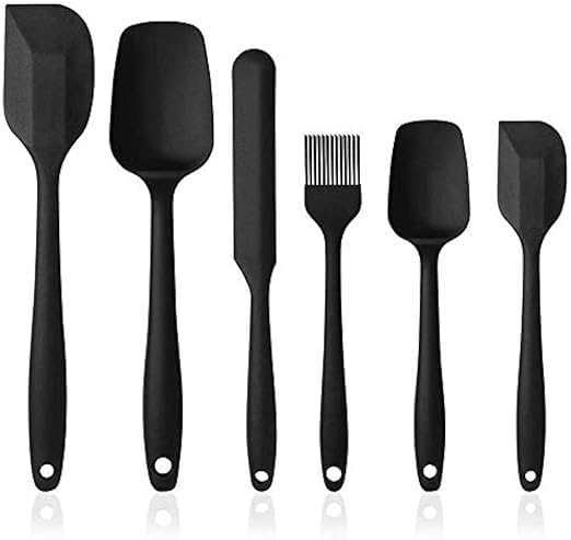 BKQPTL 6 PCS NonStick Silicone Spatula Set Heat Resistant Baking Mixing Tools with Stainless Steel Core Kitchen Scraper Spatulas ScratchFree Scraper Shovels for Cooking and Bake Ware - Image 1