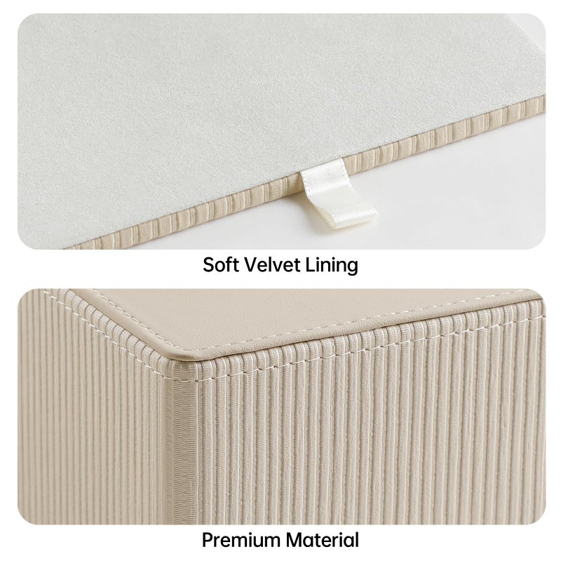 Cretkhp Tissue Box Cover Square with Magnetic Closure, PU Leather Tissue Box Holder for Bathroom NightStands Livingroom, Decorative Modern Square Tissue Holder (Beige) - Image 4