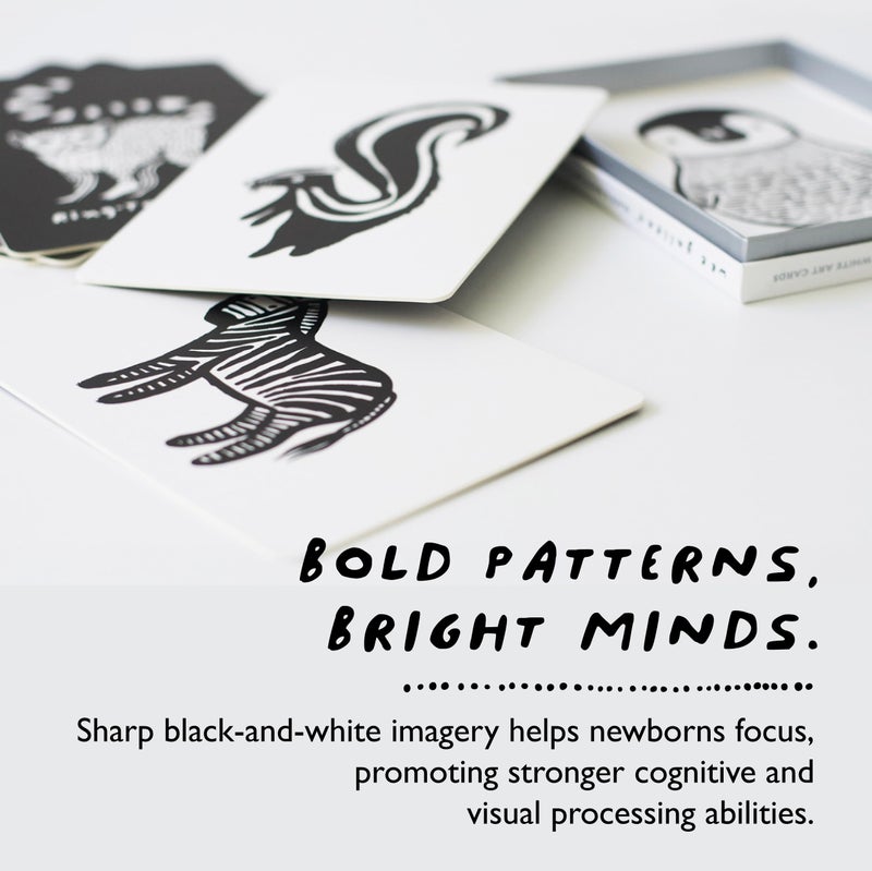 Wee Gallery Art Cards for Baby, Durable High Contrast Black and White Animal Flashcards for Newborns, Brain Development,Tummy Time Essentials for Infant and Toddler - Black and White Animals - Image 4