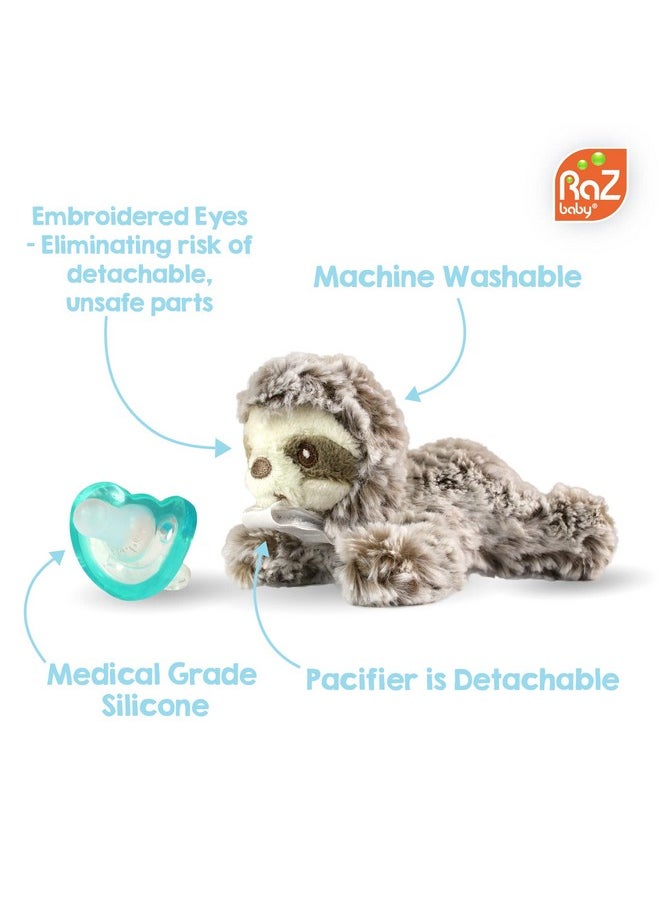 Razbaby - Razbuddy Jollypop Pacifier Holder Wremovable Baby Pacifier 0M+ Bpa Free (Sloth) - Image 1